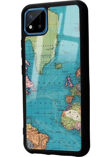 Oppo Real Me C11 Atlantic Map Tasarımlı Glossy Telefon Kılıfı