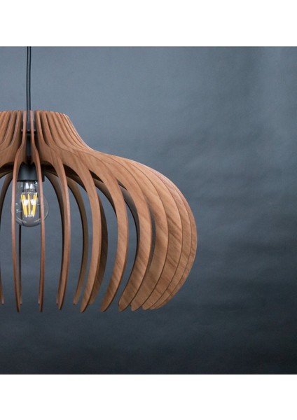 55 cm Rustik Retro Sarkıt Ahşap Büyük Vintage Salon Mutfak Avizesi