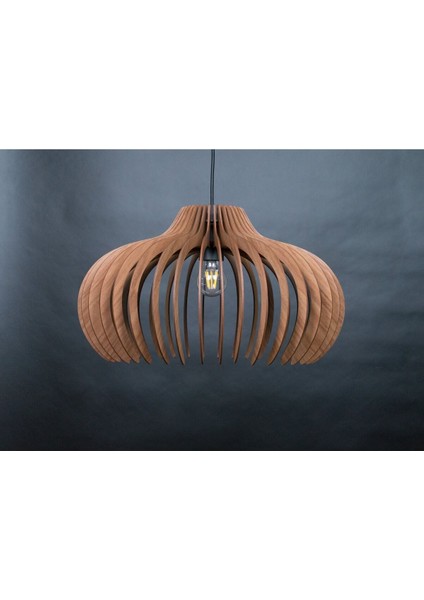 55 cm Rustik Retro Sarkıt Ahşap Büyük Vintage Salon Mutfak Avizesi