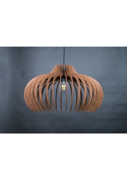 55 cm Rustik Retro Sarkıt Ahşap Büyük Vintage Salon Mutfak Avizesi