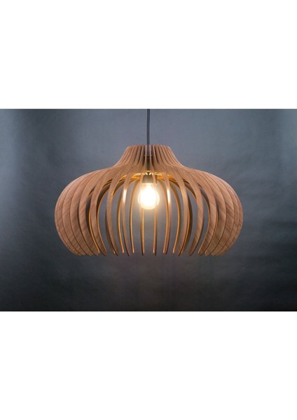 55 cm Rustik Retro Sarkıt Ahşap Büyük Vintage Salon Mutfak Avizesi