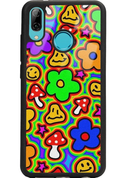 Huawei P20 Lite Neon Flowers Tasarımlı Glossy Telefon Kılıfı
