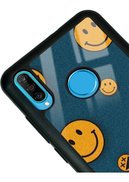 Huawei P30 Lite Retro Emoji Tasarımlı Glossy Telefon Kılıfı