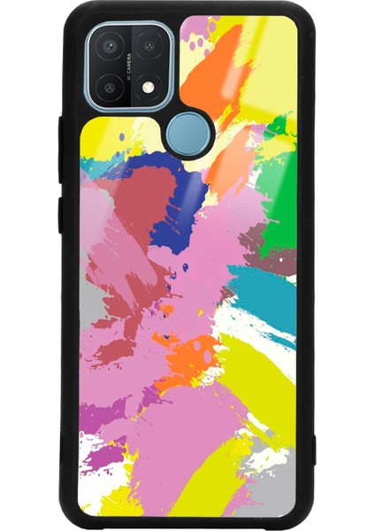 Oppo A15 A15S Colored Brush Tasarımlı Glossy Telefon Kılıfı