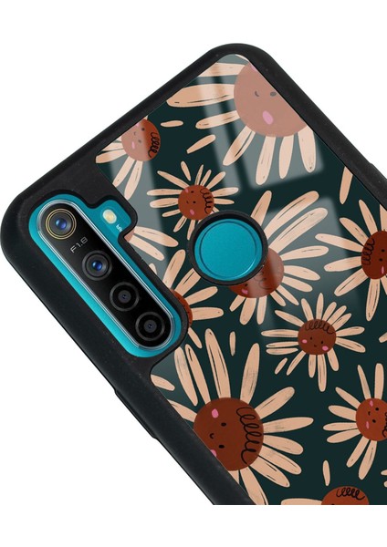 Oppo Real Me 5i Retro Daisy Tasarımlı Glossy Telefon Kılıfı