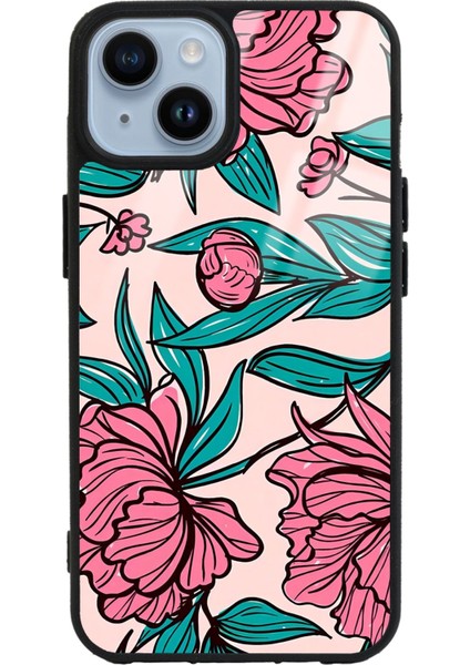 iPhone 14 Plus Fuşya Çiçekli Tasarımlı Lansman Glossy Telefon Kılıfı