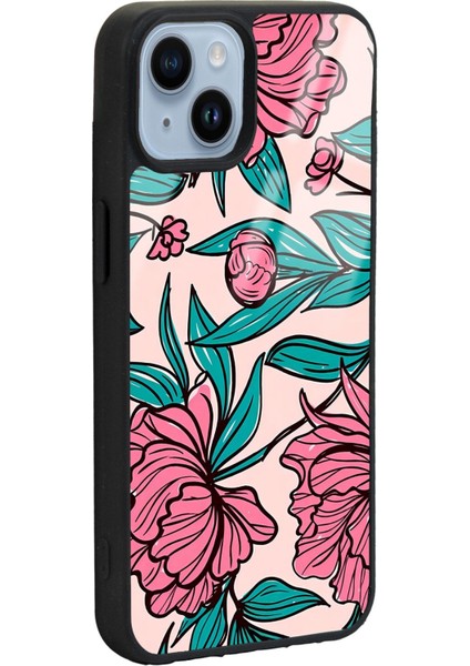 iPhone 14 Plus Fuşya Çiçekli Tasarımlı Lansman Glossy Telefon Kılıfı
