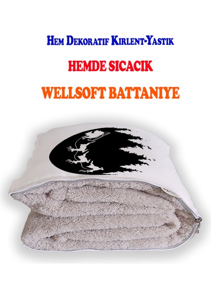 Gece Kızak Baskılı Dekoratif Yastık Kırlent Opsiyonel Battaniye fiyatları