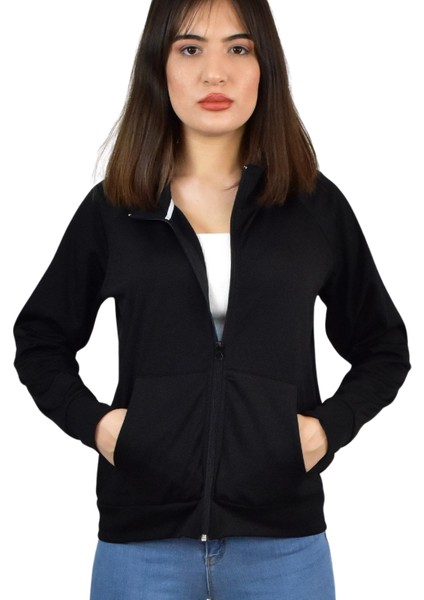 Kadın Akat Şardonlu Dik Yaka Fermuarlı Sweatshirt