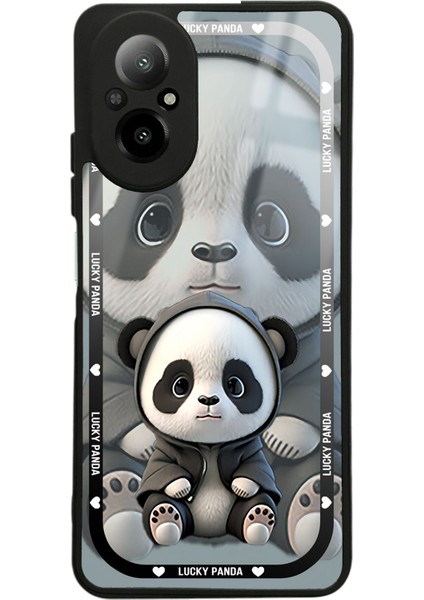 Oppo Realme 12 Lite White Lucky Panda Tasarımlı Glossy Telefon Kılıfı