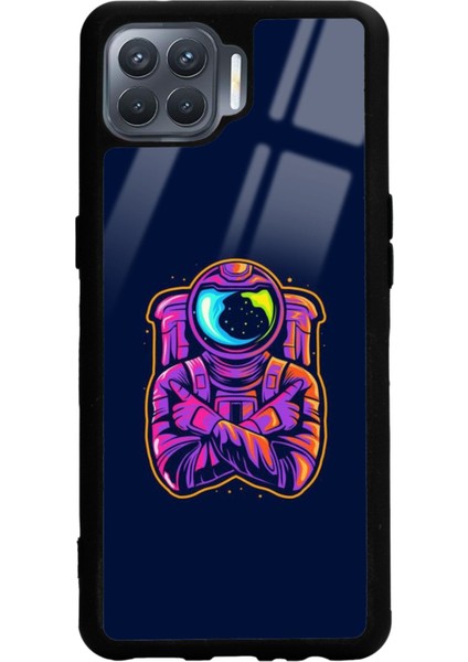 Oppo Reno 4 Lite Neon Astronot Tasarımlı Glossy Telefon Kılıfı