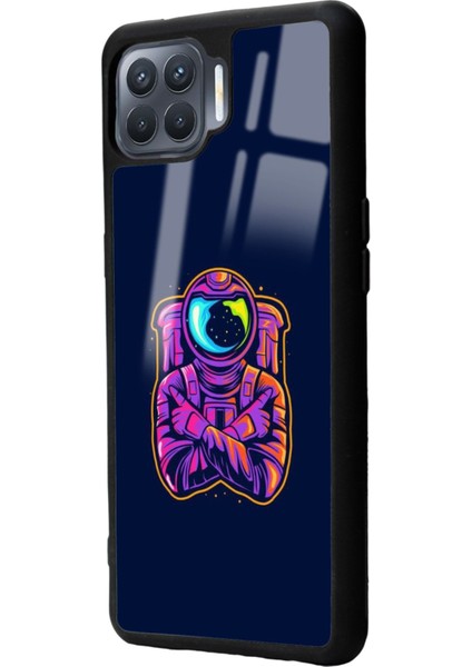 Oppo Reno 4 Lite Neon Astronot Tasarımlı Glossy Telefon Kılıfı
