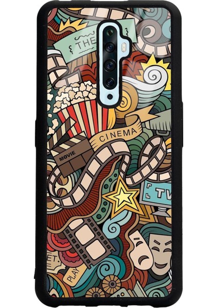 Oppo Reno 2z Retro Cinema Tasarımlı Glossy Telefon Kılıfı