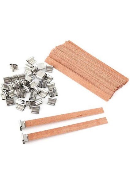 Ahşap Mum Fitili Soya Fitili Bardak Mum Fitili (10 Adet)