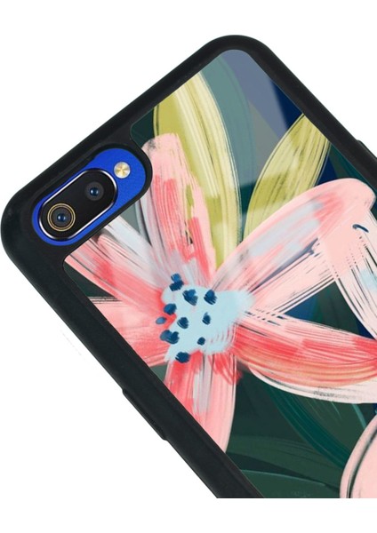 Oppo Realme C2 Suluboya Çiçek Tasarımlı Glossy Telefon Kılıfı