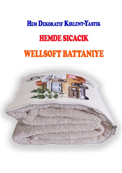 Camping Queen Baskılı Dekoratif Yastık Kırlent Opsiyonel Battaniye fiyatları