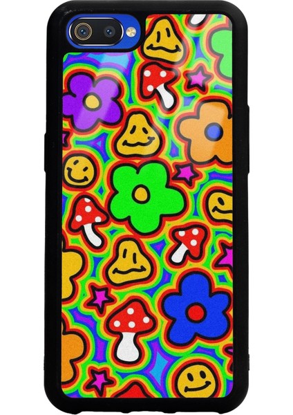 Oppo Real Me C2 Neon Flowers Tasarımlı Glossy Telefon Kılıfı