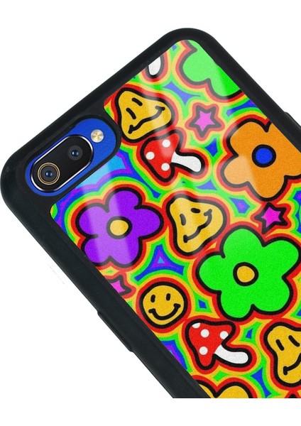 Oppo Real Me C2 Neon Flowers Tasarımlı Glossy Telefon Kılıfı
