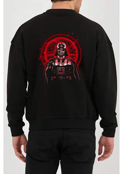 Vader Gladyatör Baskılı Siyah Unisex Kadın Erkek Pamuklu Sweatshirt CU200
