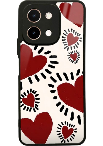 Vivo Y28 Brush Heart Tasarımlı Glossy Telefon Kılıfı