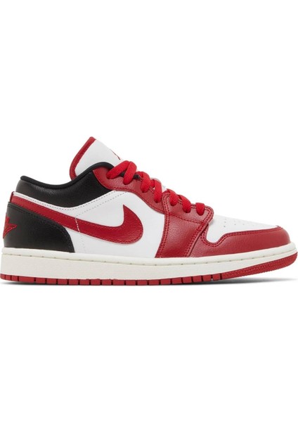 Air Jordan 1 Low Reverse Leather Sneaker Unisex Hakiki Deri Günlük Spor Ayakkabı Beyaz Kırmızı Siyah