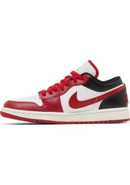 Air Jordan 1 Low Reverse Leather Sneaker Unisex Hakiki Deri Günlük Spor Ayakkabı Beyaz Kırmızı Siyah