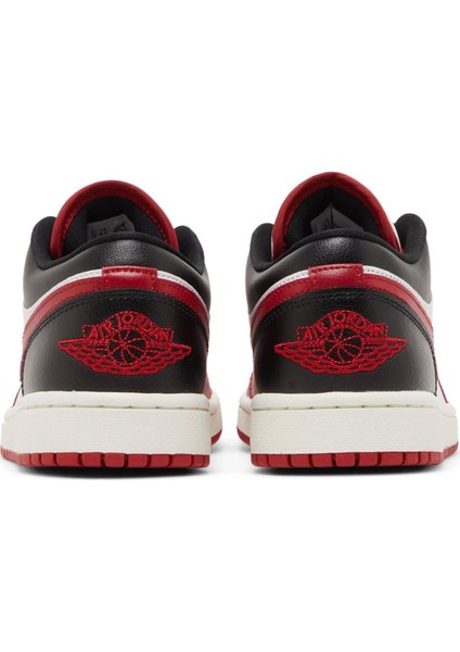 Air Jordan 1 Low Reverse Leather Sneaker Unisex Hakiki Deri Günlük Spor Ayakkabı Beyaz Kırmızı Siyah