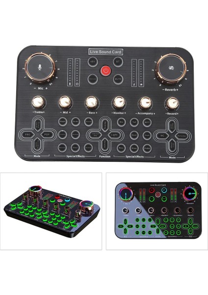 Starkpro ST-LR19R 48V Kondansatör Mikrofon Girişli Ses Efektli Canlı Yayın Mikser Ses Kartı