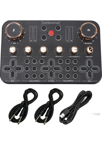 Starkpro ST-LR19R 48V Kondansatör Mikrofon Girişli Ses Efektli Canlı Yayın Mikser Ses Kartı