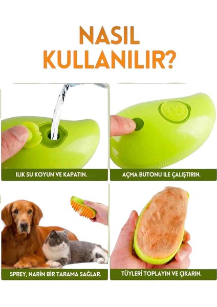 Meyre Buharlı Kedi &Köpek Yıkama Fırçası Tarağı Yumuşak Silikon Yeşil ve Sarı Renk modelleri