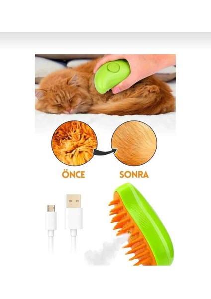 Meyre Buharlı Kedi &Köpek Yıkama Fırçası Tarağı Yumuşak Silikon Yeşil ve Sarı Renk fırsatları