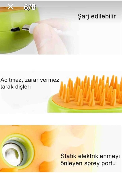 Meyre Buharlı Kedi &Köpek Yıkama Fırçası Tarağı Yumuşak Silikon Yeşil ve Sarı Renk indirimleri