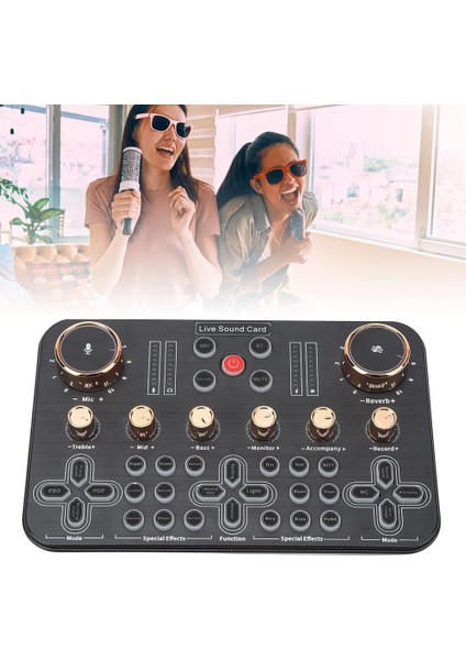 Starkpro ST-LR19R 48V Kondansatör Mikrofon Girişli Ses Efektli Canlı Yayın Mikser Ses Kartı