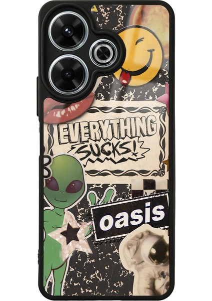 Xiaomi Redmi 13 4g Retro Sticker Tasarımlı Glossy Telefon Kılıfı