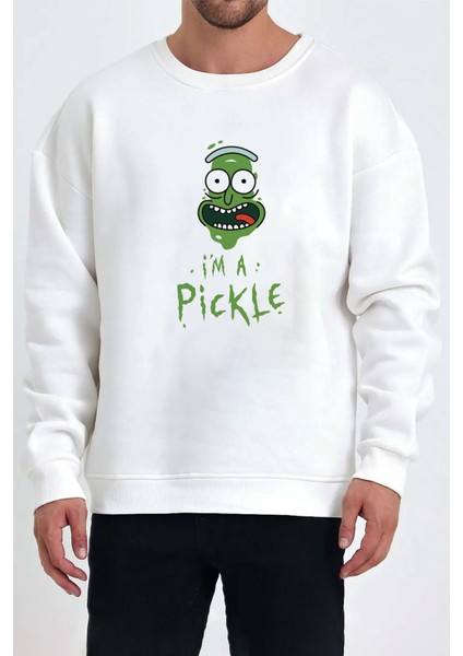 Yeşil Canavar Baskılı Beyaz Unisex Kadın Erkek Pamuklu Sweatshirt CU272 fiyatları
