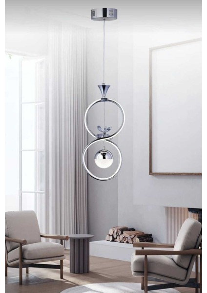 Sonsuzluk Krom 3 Renk Ledli Modern Taç Lı Salon Oturma Odası Hol LED Avize Aydınlatma fırsatları