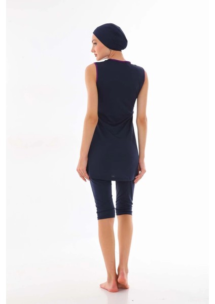 Sıfır Kollu Mor Şeritli Kadın Mayo fırsatları