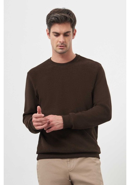 Erkek Kahve Trend Bisiklet Yaka Sweat-Shirt fiyatları