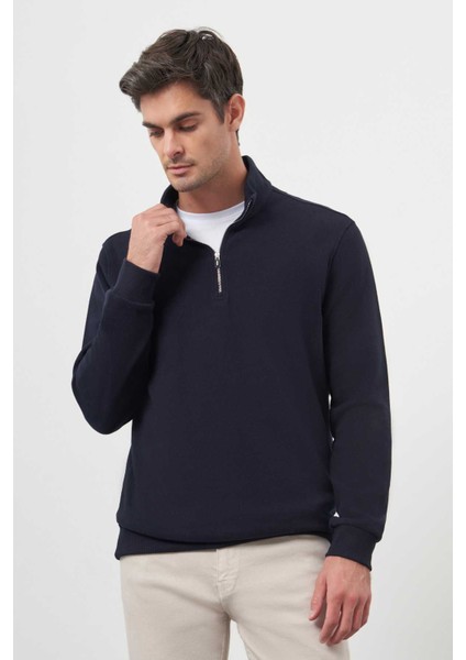 Erkek Lacivert Trend Dik Yaka Sweat-Shirt fiyatları