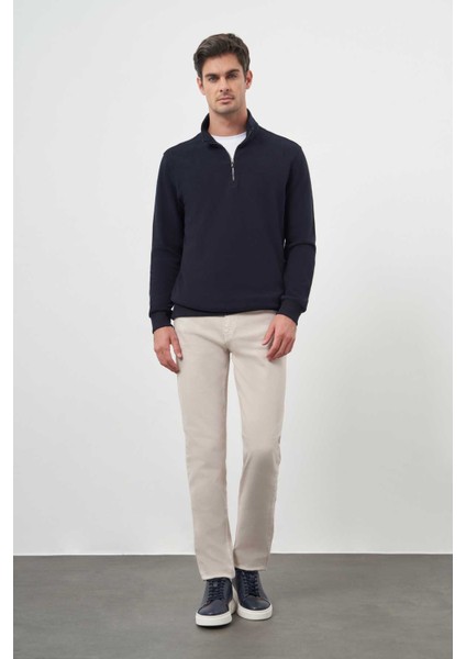 Erkek Lacivert Trend Dik Yaka Sweat-Shirt indirimleri