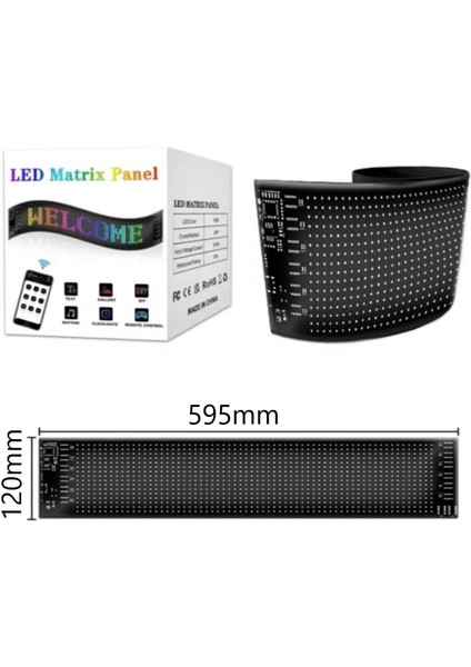 LED Matr x Panel 60 cm Rg-B Ekran Kumandalı App Kontrollü Iş Yeri Otomobil Tır Kamyon Cam Veya Duvar