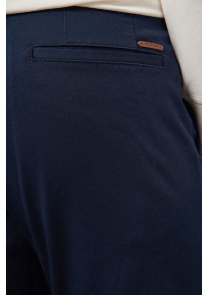 Erkek Lacivert Pamuk Yan Cep Slim Fit Chino Pantolon