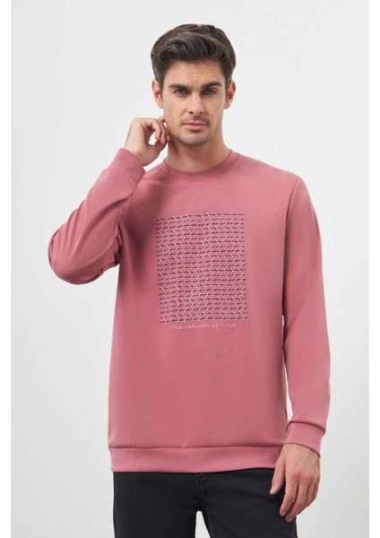 Erkek Gül Trend Bisiklet Yaka Sweat-Shirt