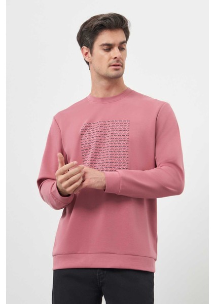 Erkek Gül Trend Bisiklet Yaka Sweat-Shirt
