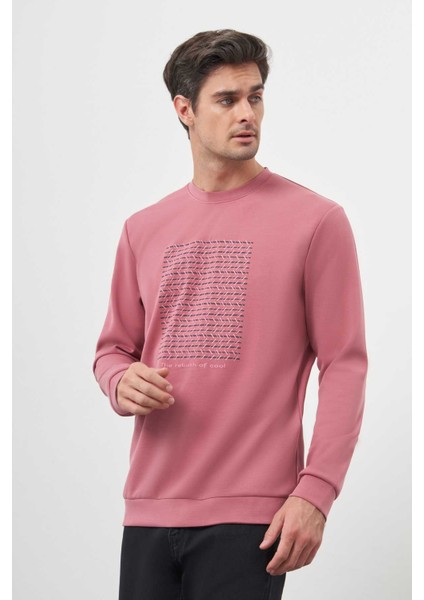 Erkek Gül Trend Bisiklet Yaka Sweat-Shirt