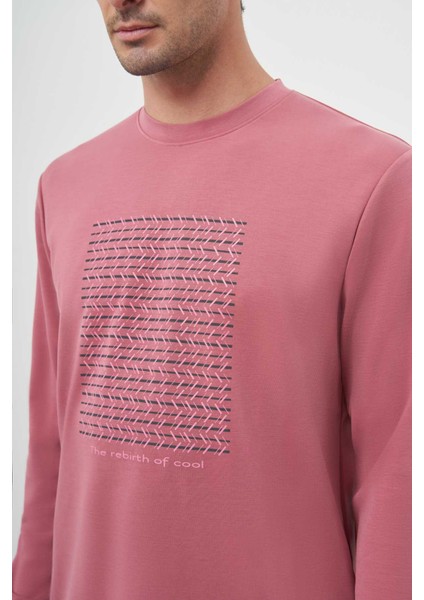 Erkek Gül Trend Bisiklet Yaka Sweat-Shirt