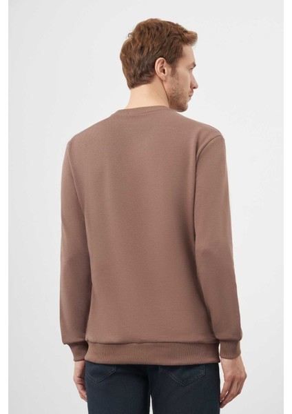 Erkek Kahve Basic Bisiklet Yaka Sweat-Shirt indirimleri