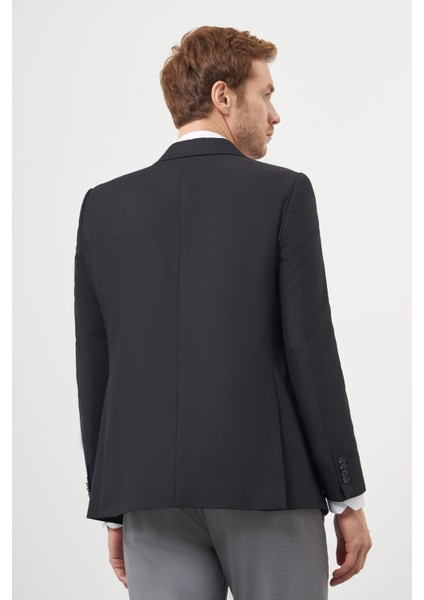 Erkek Siyah Poliviskon Slim Fit Mono Yaka Klasik Ceket indirimleri