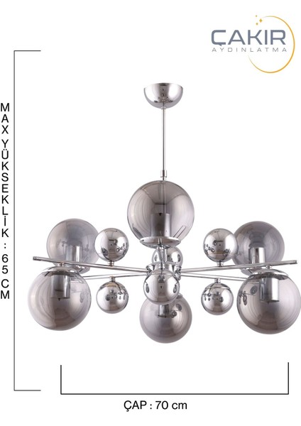 Salkım 6 Lı Krom Gümüş Sarkıt Avize - Çakır Avize modelleri