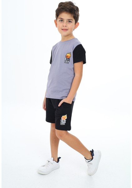 Erkek Çocuk Baskılı Şortlu Takım